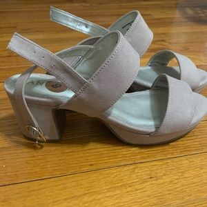 Nude block heel sandals